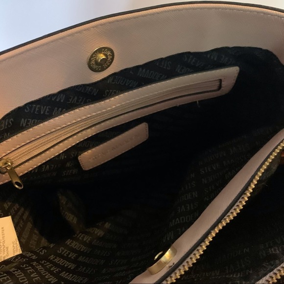EUC Steve Madden Blush Pink Satchel Work Handbag & Clip on Change Purse Key Ring - Picture 12 of 15